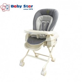 Baby Star Hi-Lo 多功能餐椅搖床（灰色）適合初生~4歲・搖床餐椅二合一