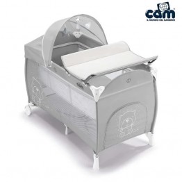 Cam 意大利 Daily Plus 多功能網床套裝 (灰／熊仔) 適合0-36個月, 附有更衣墊 | 收摺後細小及附有收納袋【代理配送#B(免運費)】