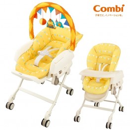Combi 日本 Joy 餐椅搖床（YE） 適合初生～4歲 | 1年保養 | 雙面設計、連玩具架