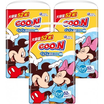 Goon 大王 學習褲 加大碼 XL 52片 ⭐日本限定 DISNEY JUMBO版+增量 50+2枚⭐ 12-22kgs | 原箱優惠x3包裝, 低至$97/包($1.87/片)