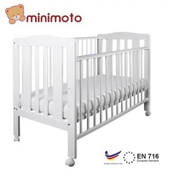 Minimoto 嬰兒木床 (大碼, 白色) 附送10cm厚床褥 | 尺寸: 124.4 x 67.8 x 111.5cm