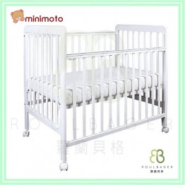 Minimoto - 馬來西亞KSK優質船木 嬰兒床 (細床 101.6 x 68.4 x 114cm,白色) ⭐配送10cm床褥⭐ [免費送貨]