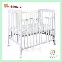 Minimoto - 馬來西亞KSK優質船木 嬰兒床 (特細床 101.6 x 60.9 x 115.5cm,白色) ⭐配送8cm床褥⭐ [免費送貨]