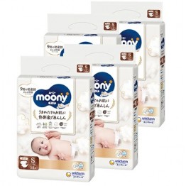 Moony NATURAL 有機棉 尿片 細碼 S 58片 ⭐日本敏感肌⭐ 4-8kgs | 原箱優惠x4包裝, 低至$96/包($1.66/片)