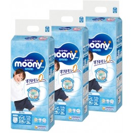Moony 學習褲 雙加大碼 [ 男の子用 ] XXL 26枚 (13~28kg) \\日本版標準版XXL26// ⭐原箱優惠 x3包裝，低至$101/包（$3.88/片）⭐