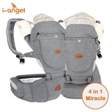 ⭐限時優惠⭐ i-angel 韓國 4合1 New Miracle 四季型腰櫈揹帶 ( 防水淺灰 ) 原裝行貨 | 適合3個月至20公斤【代理配送#B(免運費)】⭐RB會員低至$1,584⭐